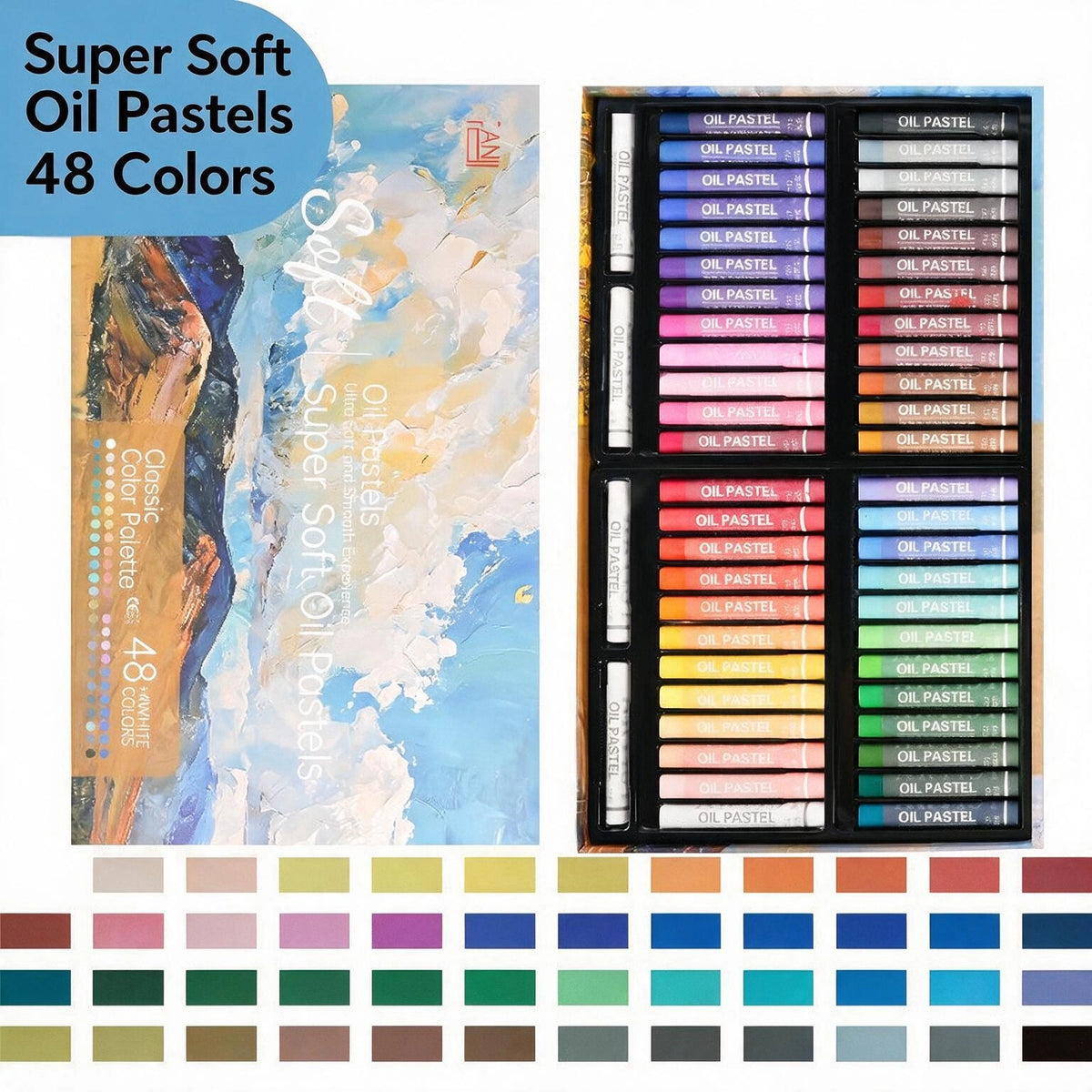 Varden Ultra -Soft Rich oil Pastels Set，48 Colors
