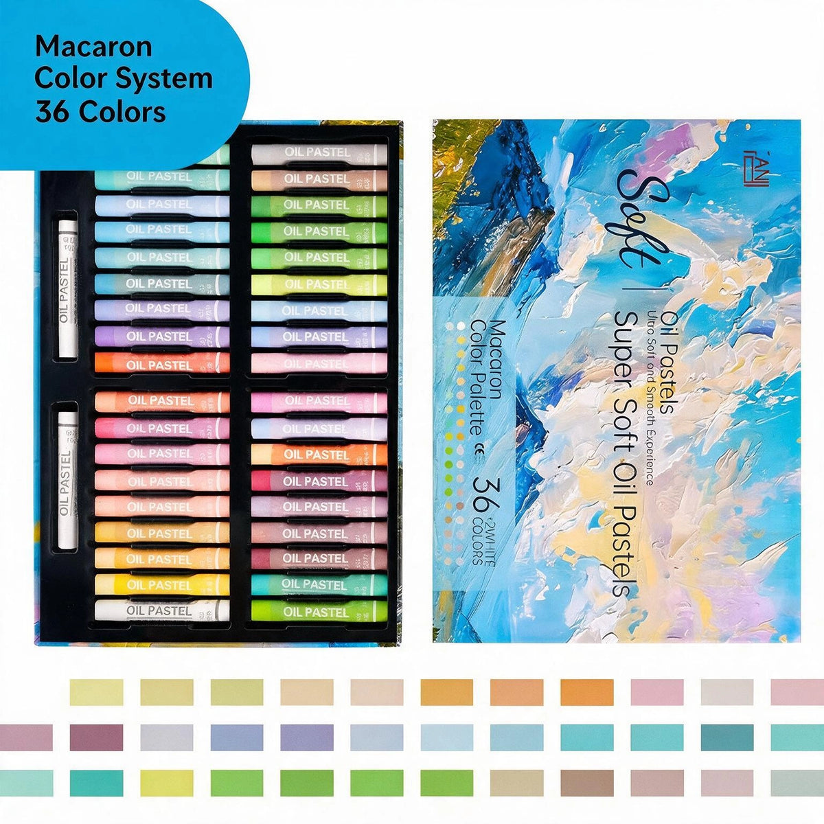 Varden Ultra -Soft Rich oil Pastels Set，Macaron 36 Colors