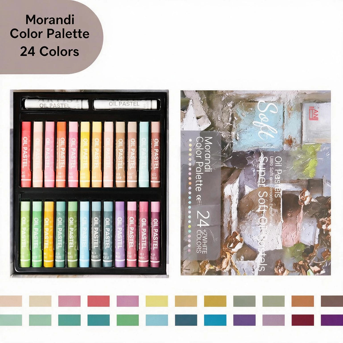 Varden Ultra -Soft Rich oil Pastels Set，Morandi 24 Colors