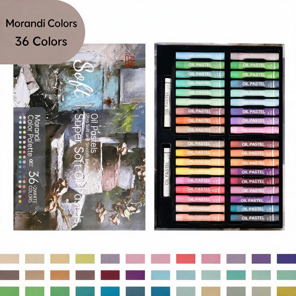 Varden Ultra -Soft Rich oil Pastels Set，Morandi 36 Colors