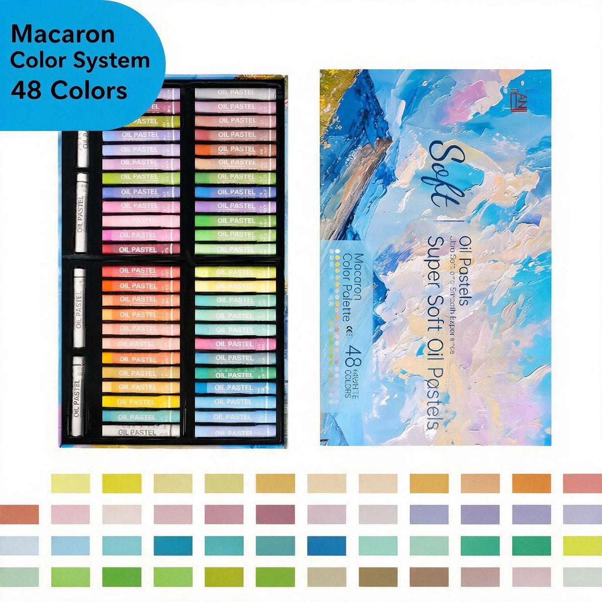 Varden Ultra -Soft Rich oil Pastels Set，Macaron 48 Colors